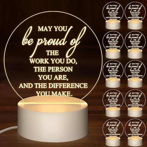 Miniatura 7 de 30 piezas de regalos de agradecimiento a los empleados para regalos de equipo, luz nocturna LED acrílica con texto en inglés «May You Be Proud of