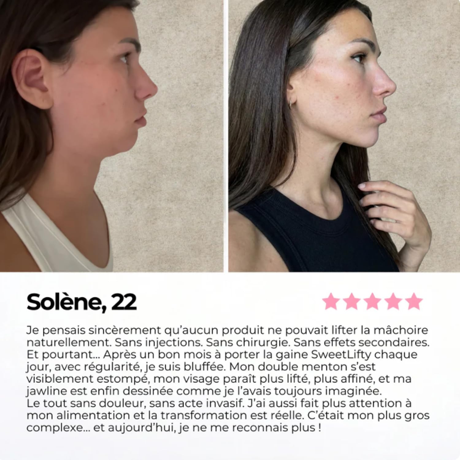 Gaine Sweetlifty Visage – Contour Du Visage Et Menton, Soutien Pour La Mâchoire, Tissu Respirant Pour Un Port Quotidien, Accessoire De Soin Du Visage (Pelle naturale, S)