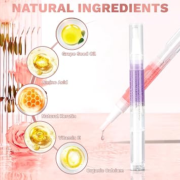 Meschett 2PCS Cuticle Oil Pens for Nail Care, Moisturizing Nail Oil Pen with Soft Brush, Hydrating Cuticle Oil for Dry Nails & Cuticles (Cherry & Lavender Flavor)