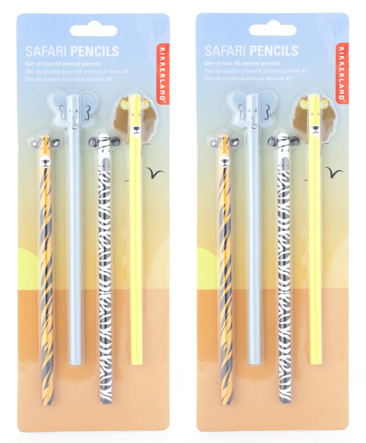 KIKKERLAND Safari Animal Pencil Set (Pack 2 of 4 Pencils), Black, 1 count (Pack of 8) - Image 2