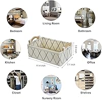 Vista 7 de KWLET Small Storage Baskets Toy Storage Organizer Rectangle Basket Empty Gift Baskets Shelf Baskets Decorative Storage Basket With Wooden Handles