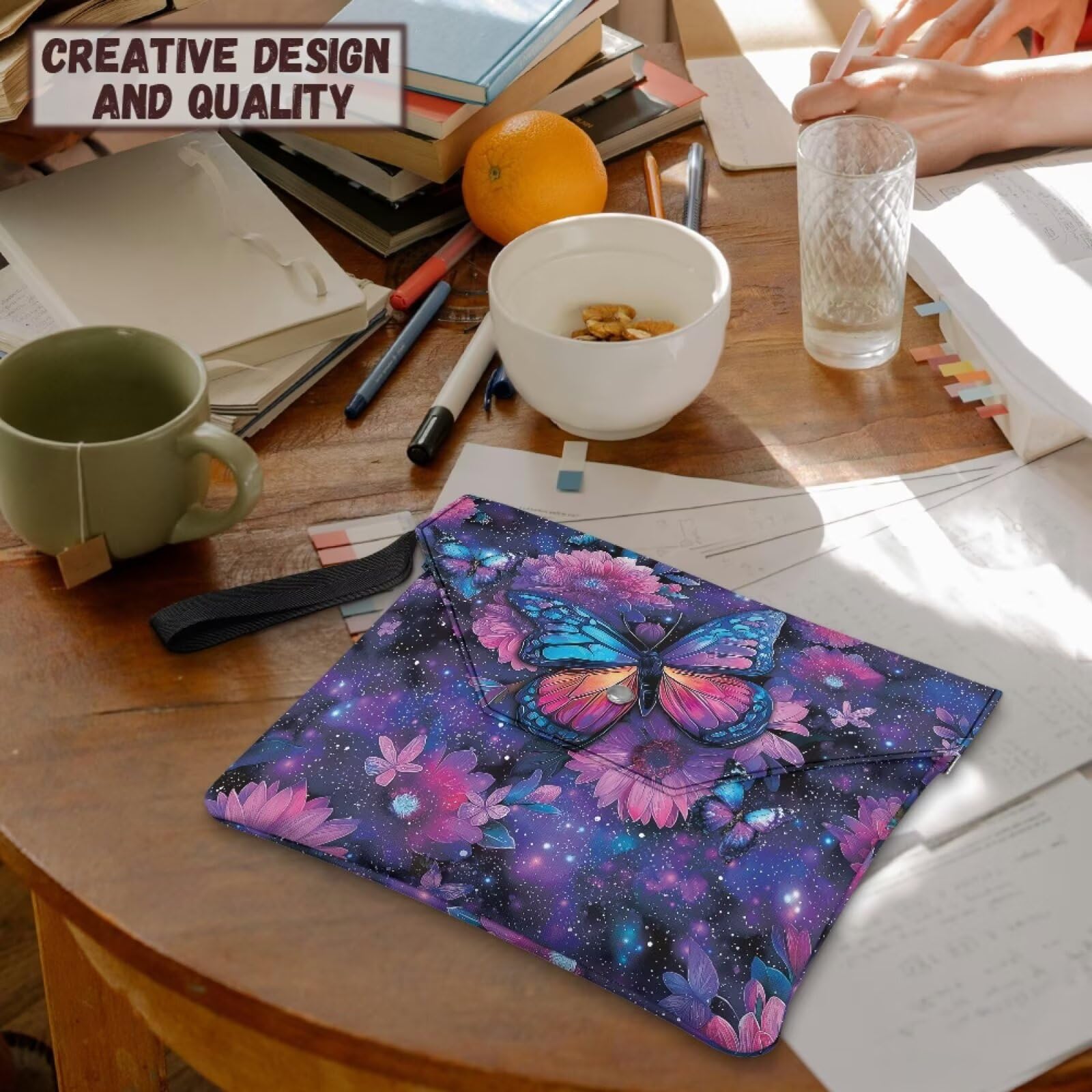 Custodia per libri stellata con farfalla viola 30 x 24 cm copertura protettiva