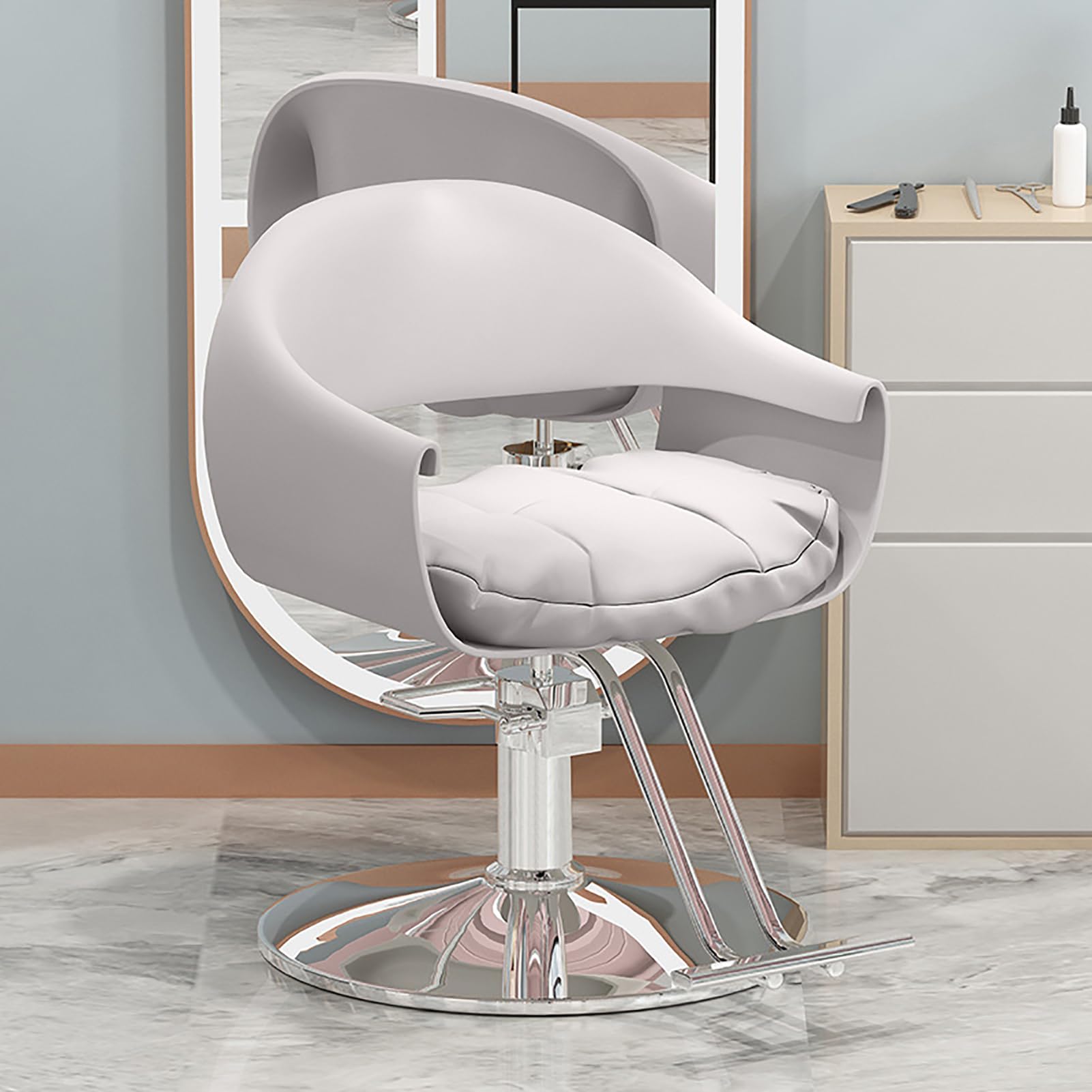 OZBMA Hydraulic Swivel Salon Chair with Adjustable Backrest and Footrest for Professional Hairdressing Barber Services (B round)