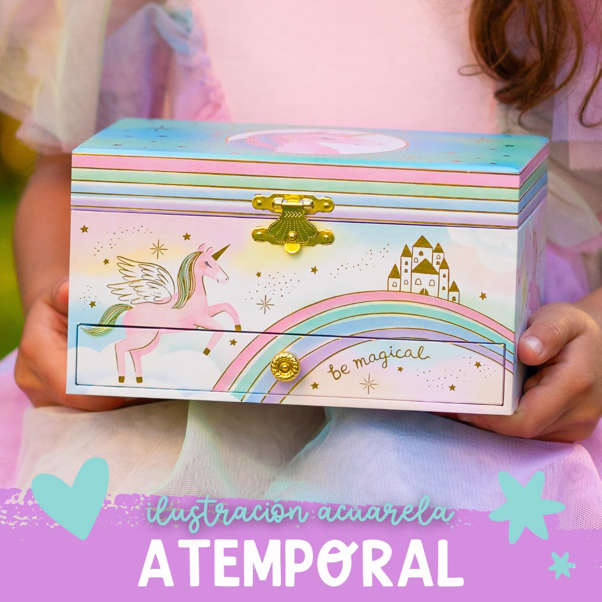Giggle & Honey Joyero Musical de Unicornio para Niñas - Unicornio Bailarín con Espejo, Regalo de Cumpleaños 3-10