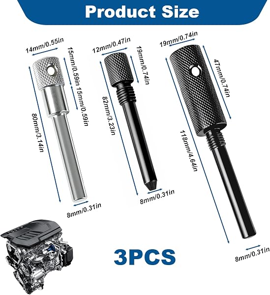 Diconu Pige de Calage pour Renault 1.5 & 1.9 DCi, Outil Calage Distribution et Soupapes Moteurs Compatible avec Dacia Clio Kangoo Laguna Mégane Scenic Twingo Sandero Duster Mercedes, Complet 3 Piges - 2