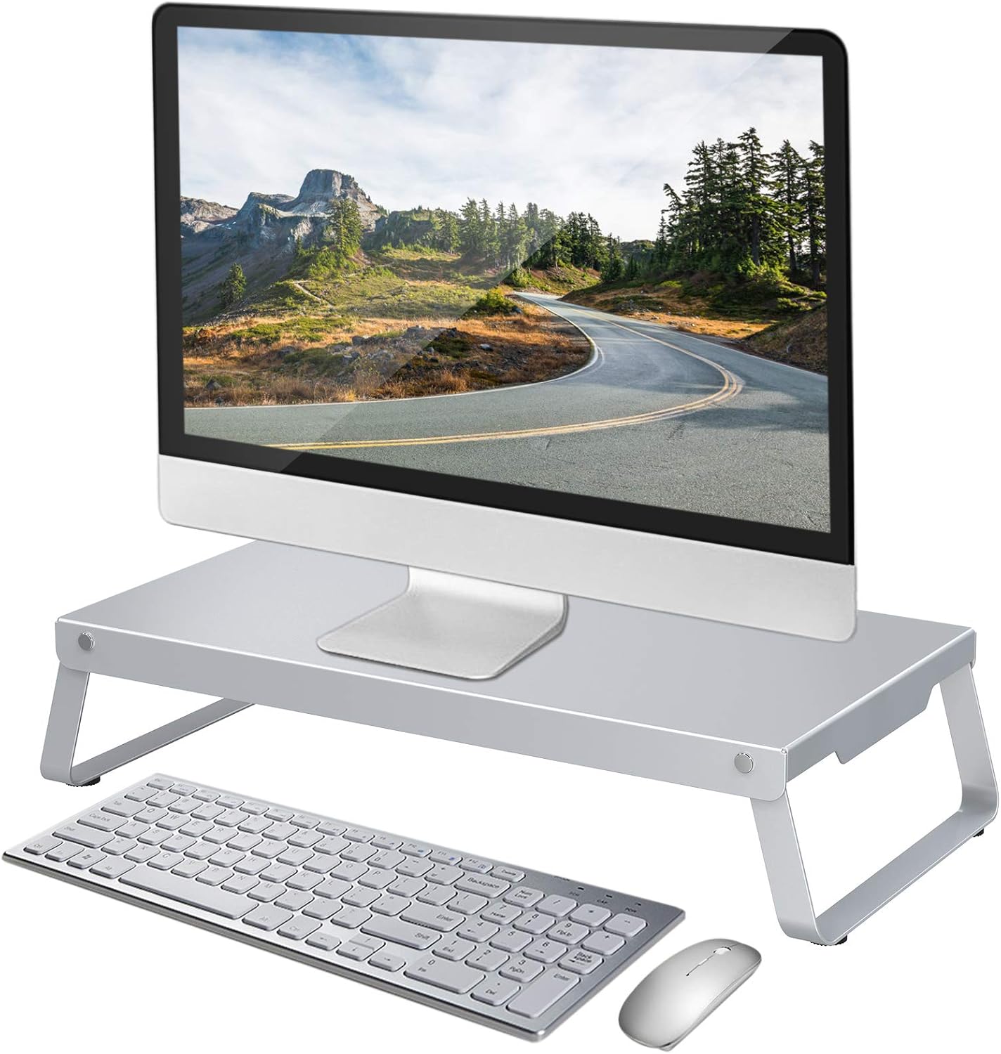 Ergonomic Aluminum Monitor Stand Riser for PC, Printer, iMac, Laptop