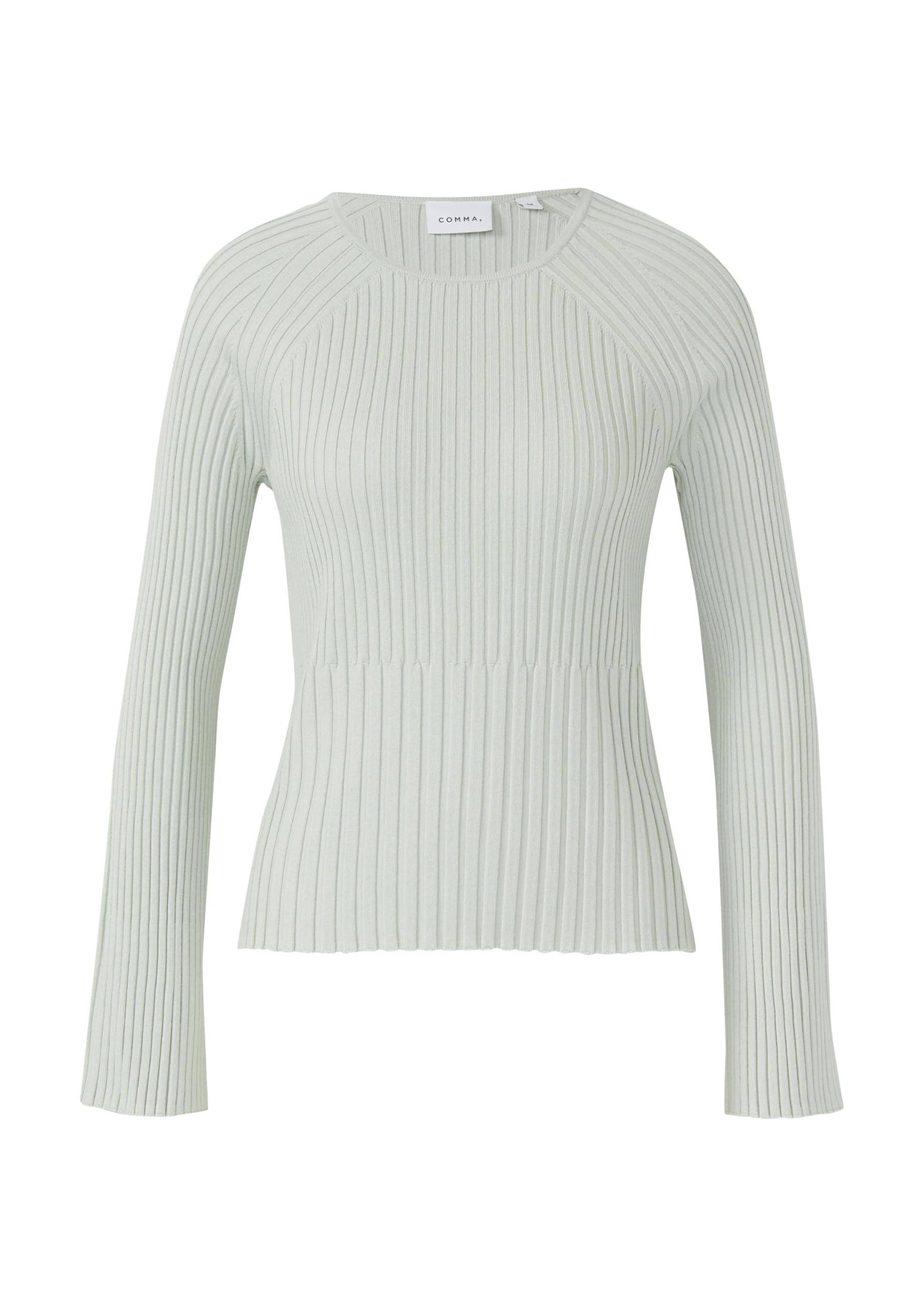Comma Rippstrickpullover mit Trompeten-Ärmeln