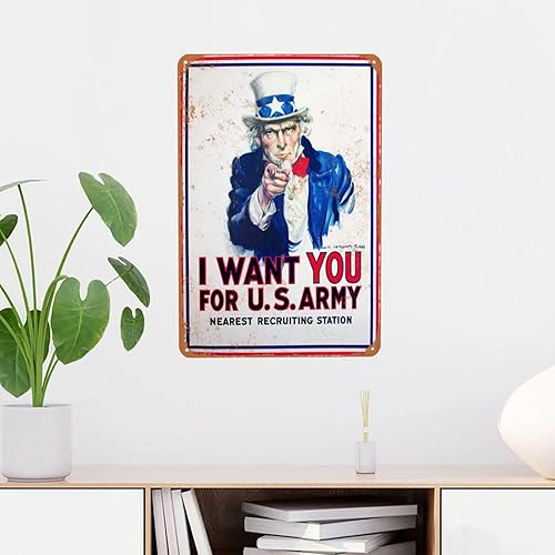 Miniatura 4 de Letrero de metal vintage con texto en inglés "I Want You for U.S. Army Uncle Sam, póster versátil de diseño retro divertido para el hogar, bar,