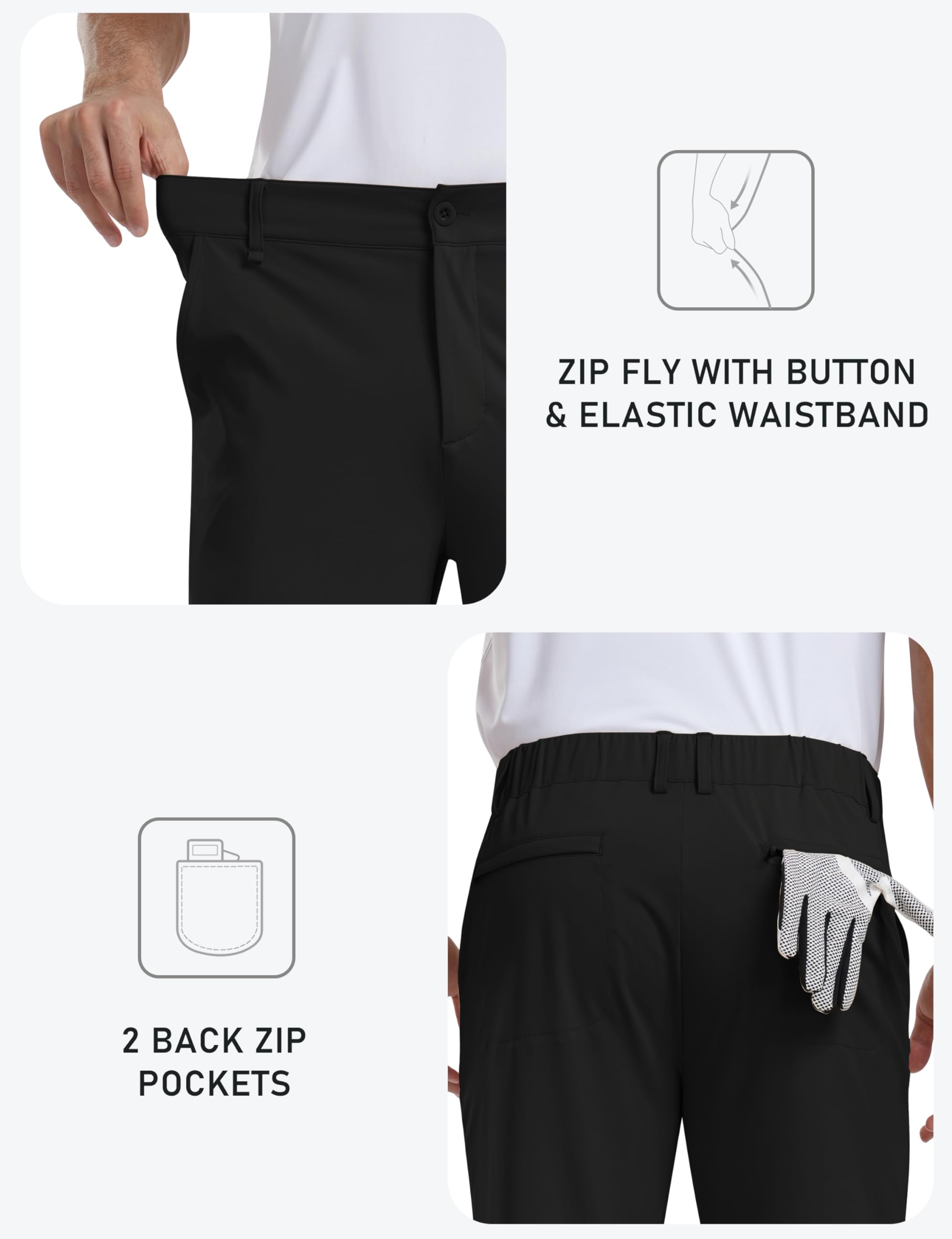 MoFiz Spodnie golfowe Męskie spodnie sportowe o wąskim kroju slim fit sportowe długie spodnie z 5 kieszeniami 30"
