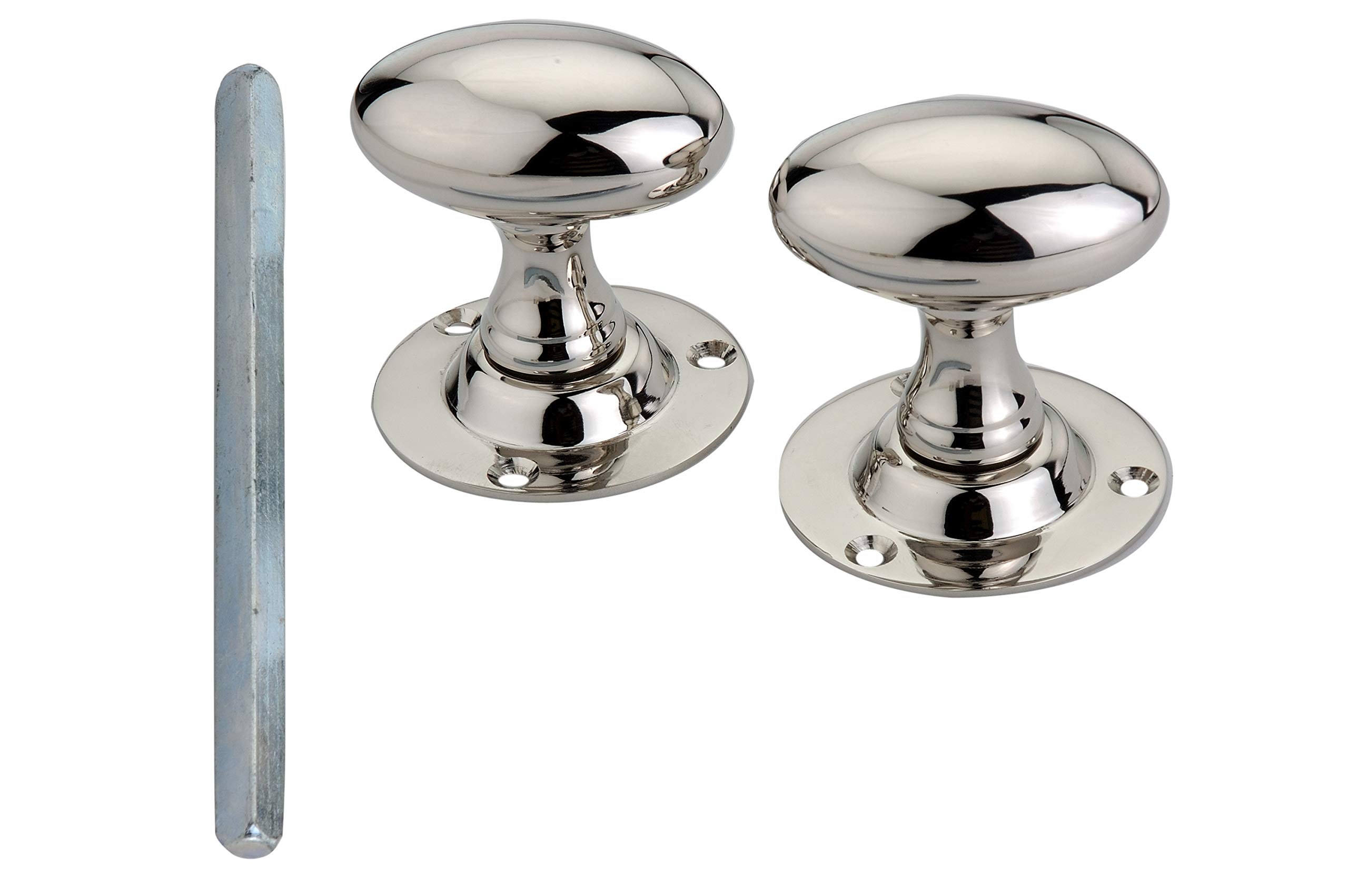 Infinity Decor Pair of Polished Nickel Oval Mortice Door Knob Latch Pull Handles Set 58mm - Image 2