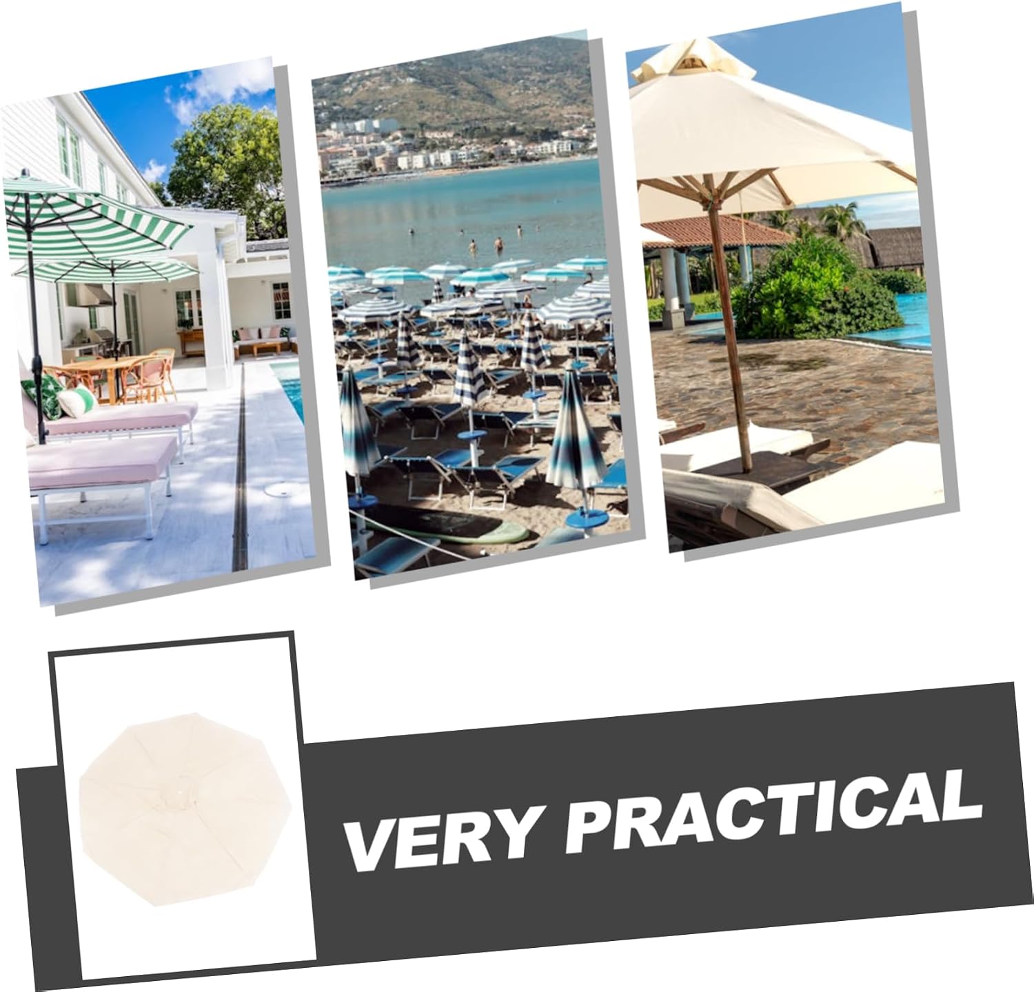 BESPORTBLE Replacement Canopy for Patio Umbrella 2.7m Outdoor Umbrella Canopy Retractable Design