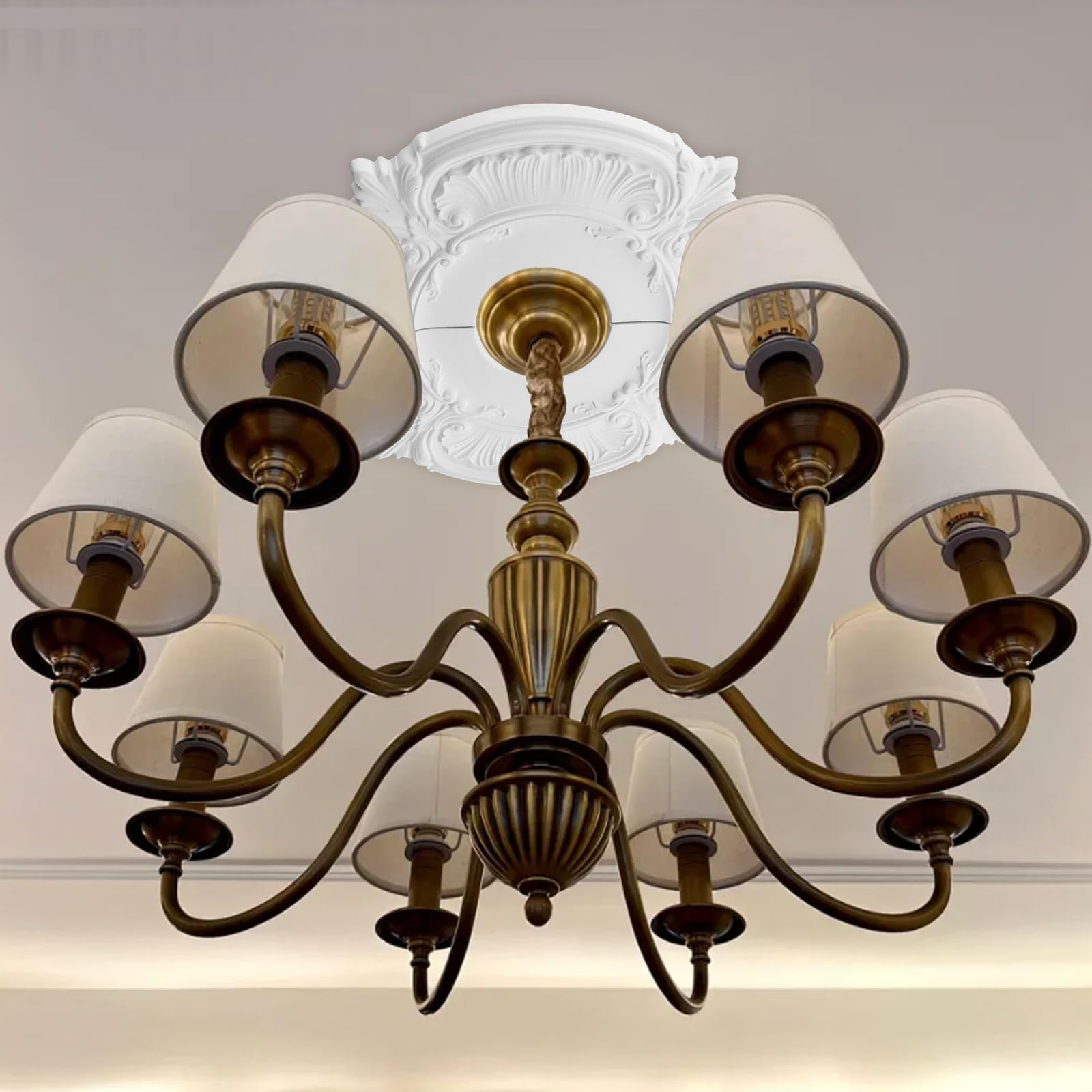 White Ceiling Medallion - Retro Light Fixture -7 White Ceiling Medallion - Retro Light Fixture -7