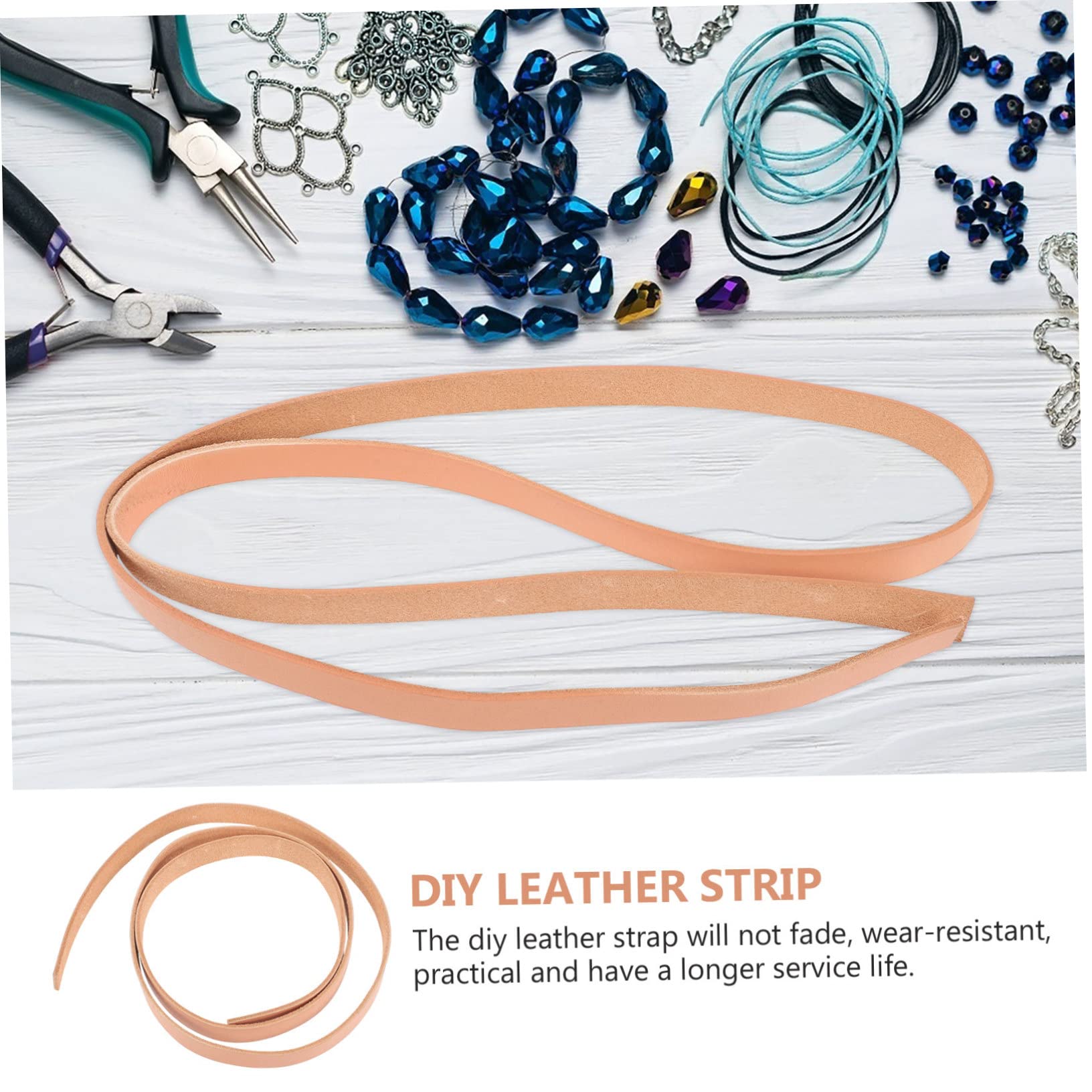 NUOBESTY Cowhide Leather Strips Craft Leather Straps Men's Jeans Belt Straps Decorative Rope Fade Resistant Length for DIY Projects