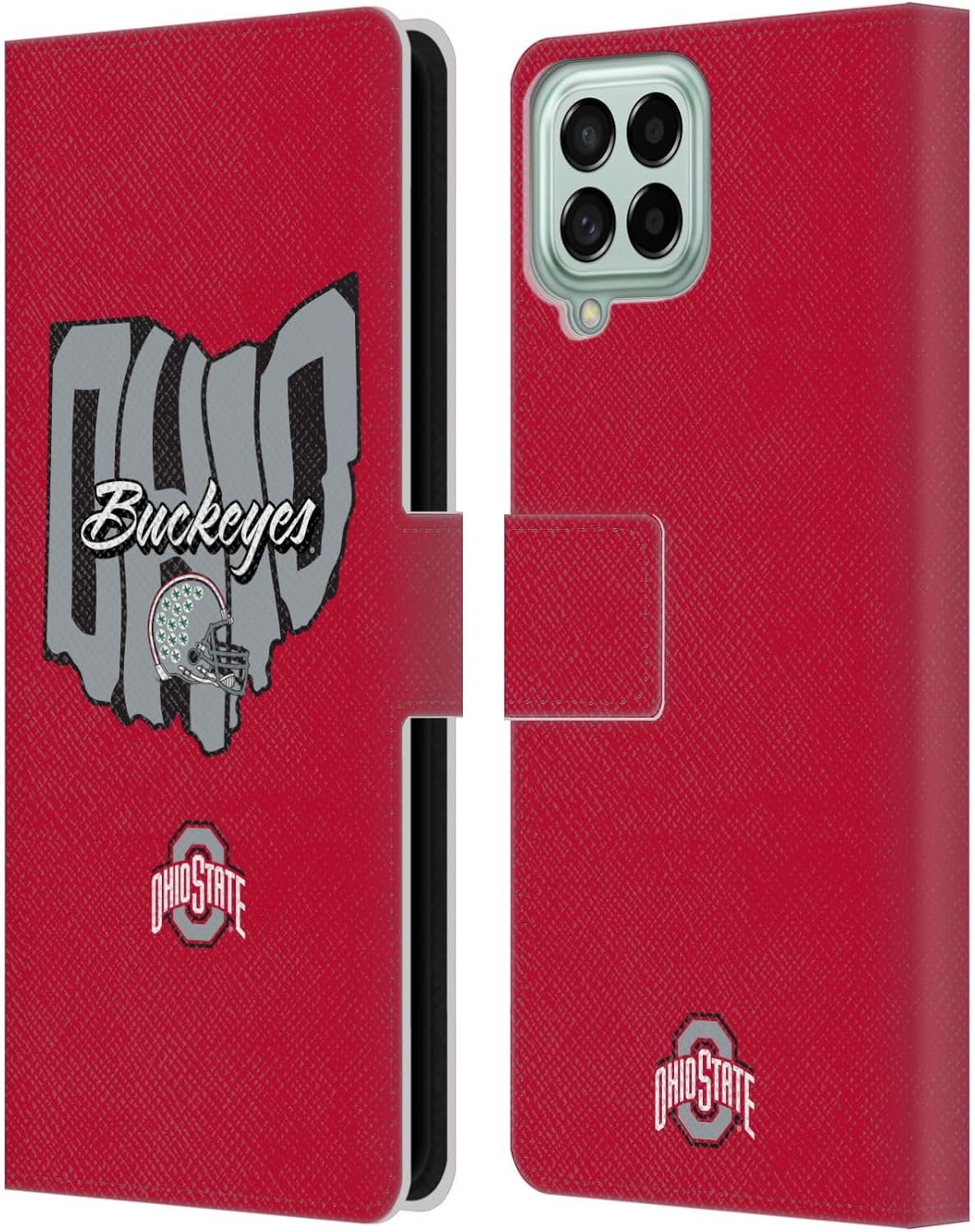 Head Case Designs Officially Licensed Ohio State University Map Football Graphics Leather Wallet Case Compatible with Samsung Galaxy M53 (2022)