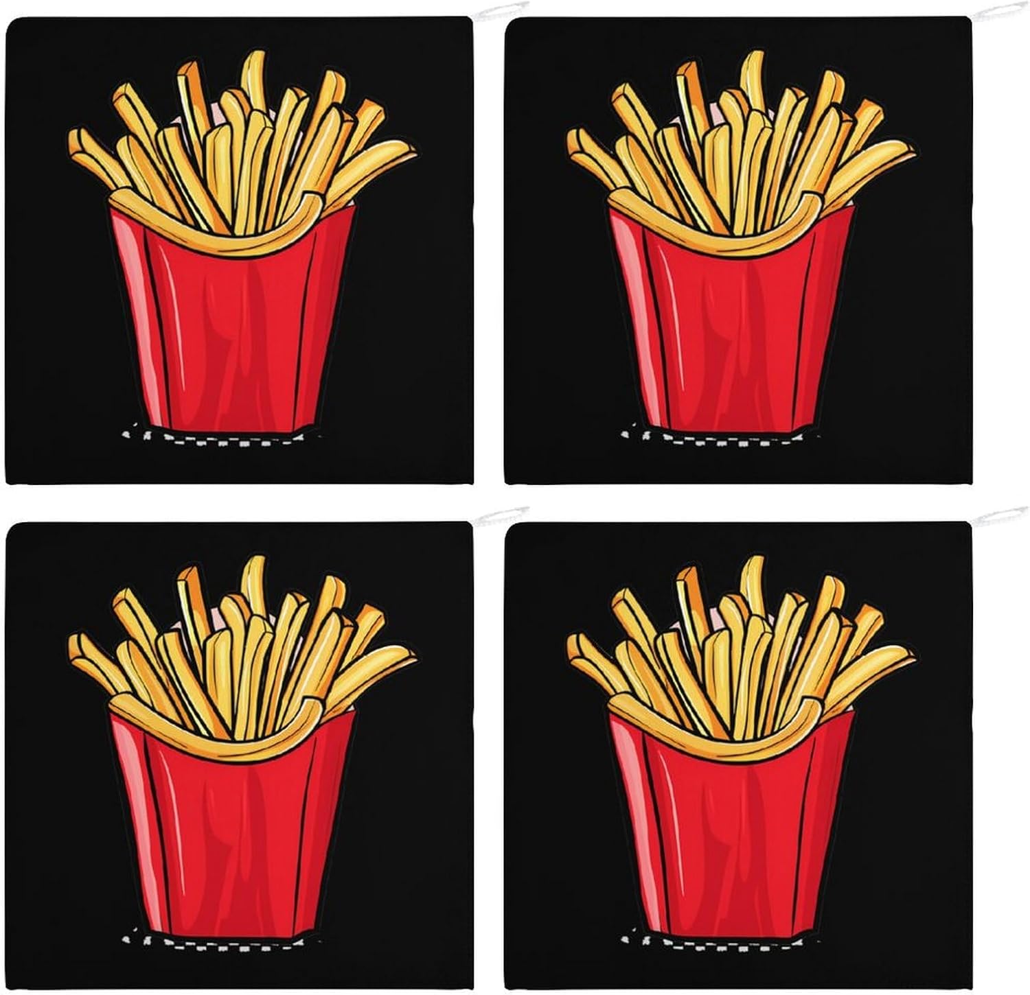 French Fries Hand Towels for Bathroom Kitchen Towels Small Towel Handkerchiefs with Hanging Loop 4PCS