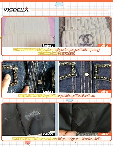 Miniatura 5 de Visbella Pegamento adhesivo de tela de puntada líquida de secado rápido, resistente al agua, pegamento para coser permanente, lavable para