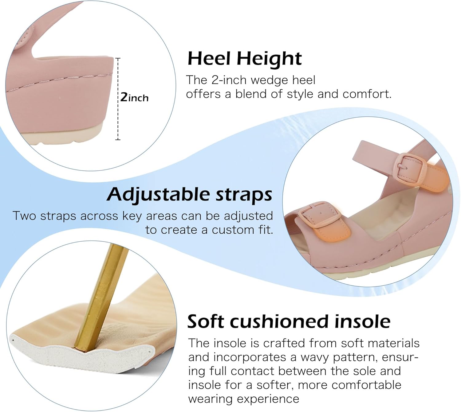 ORTOREX Women Arch Support Wedge Sandals Comfortable Waking Sandals - Image 6