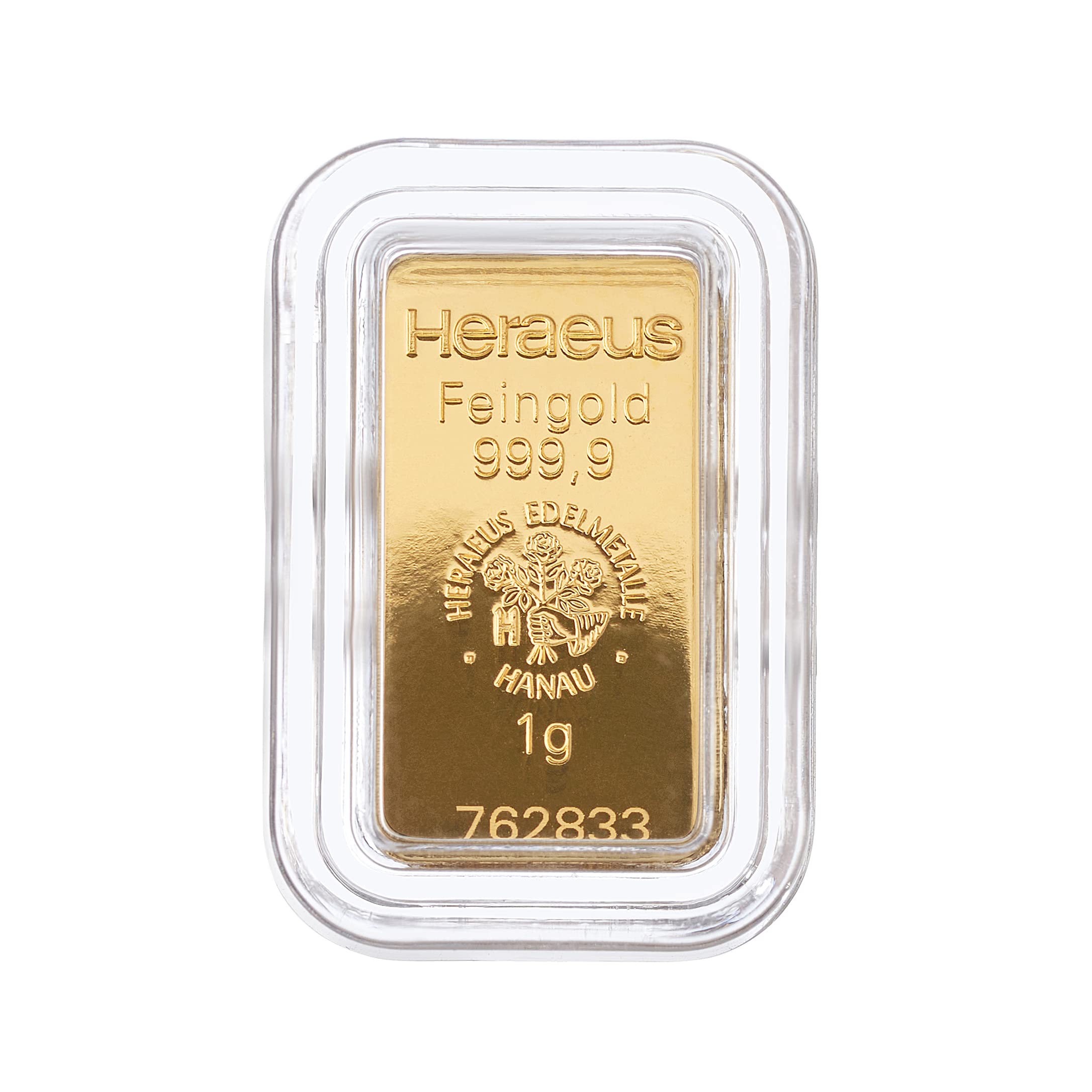 Goldbarren 1g in hochwertiger Kapsel - Tolle Geschenkidee - Feingold 999.9 (1g Heraeus)