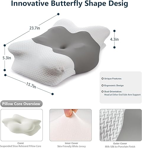 Miniatura 2 de Almohada cervical cervical para dormir, almohada ergonómica ajustable, almohada de contorno de cuello para dormir lateral para adultos, almohada de