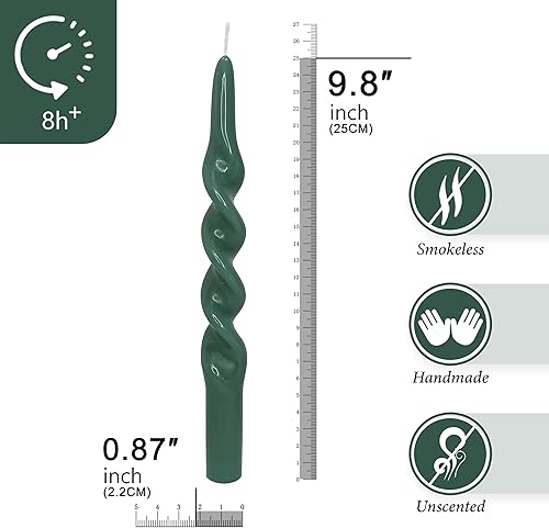 Miniatura 8 de FCMSHAMD Velas cónicas en espiral hechas a mano, velas largas sin perfume, velas trenzadas de cera de color, velas sin goteo de 10 pulgadas para
