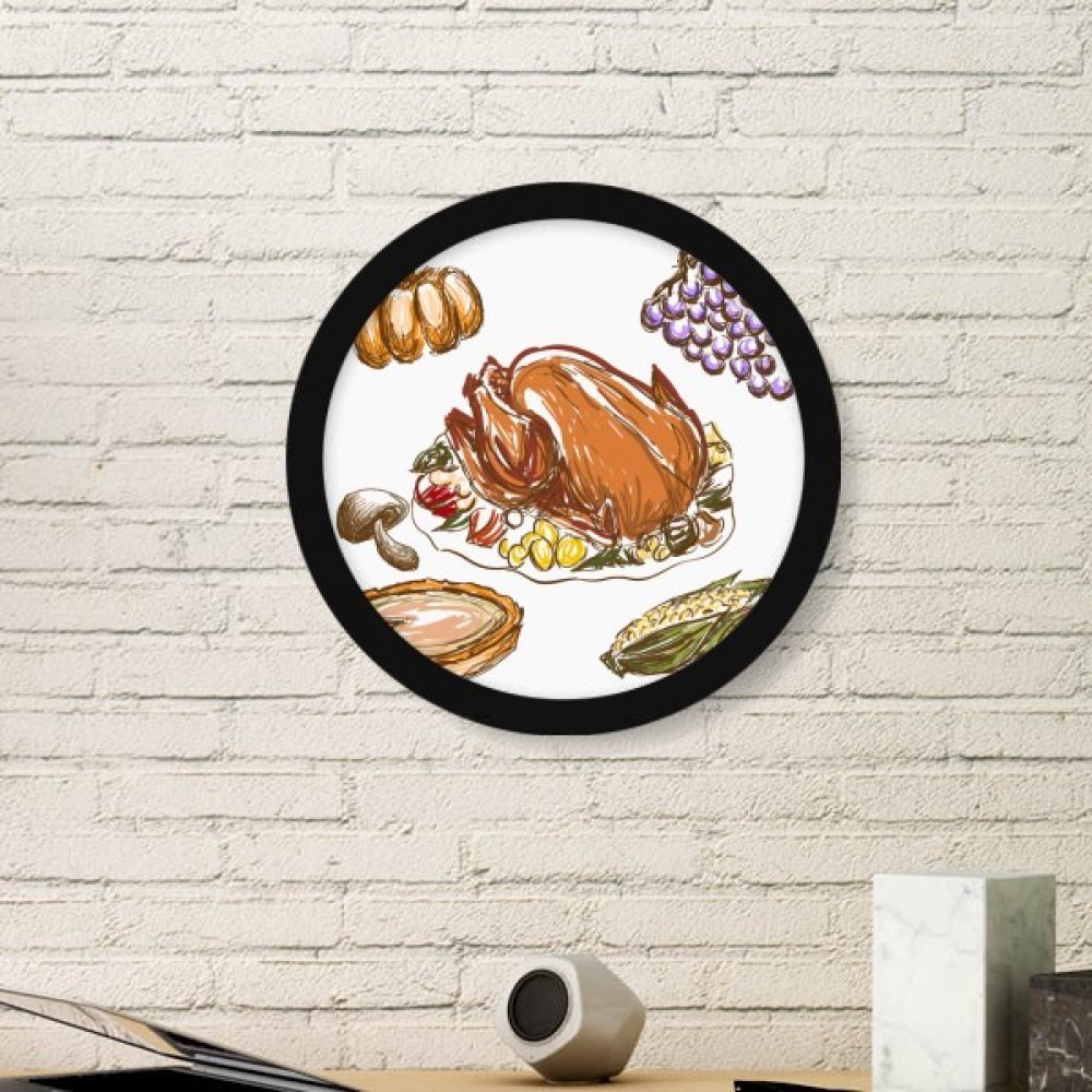 Cadre noir rond Turquie Raisin avec sticker mural amovible de Thanksgiving