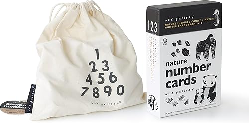 Wee Gallery Juego de tarjetas de números de bambú y números de la naturaleza, juguetes educativos de aprendizaje para bebés, niños pequeños, niños