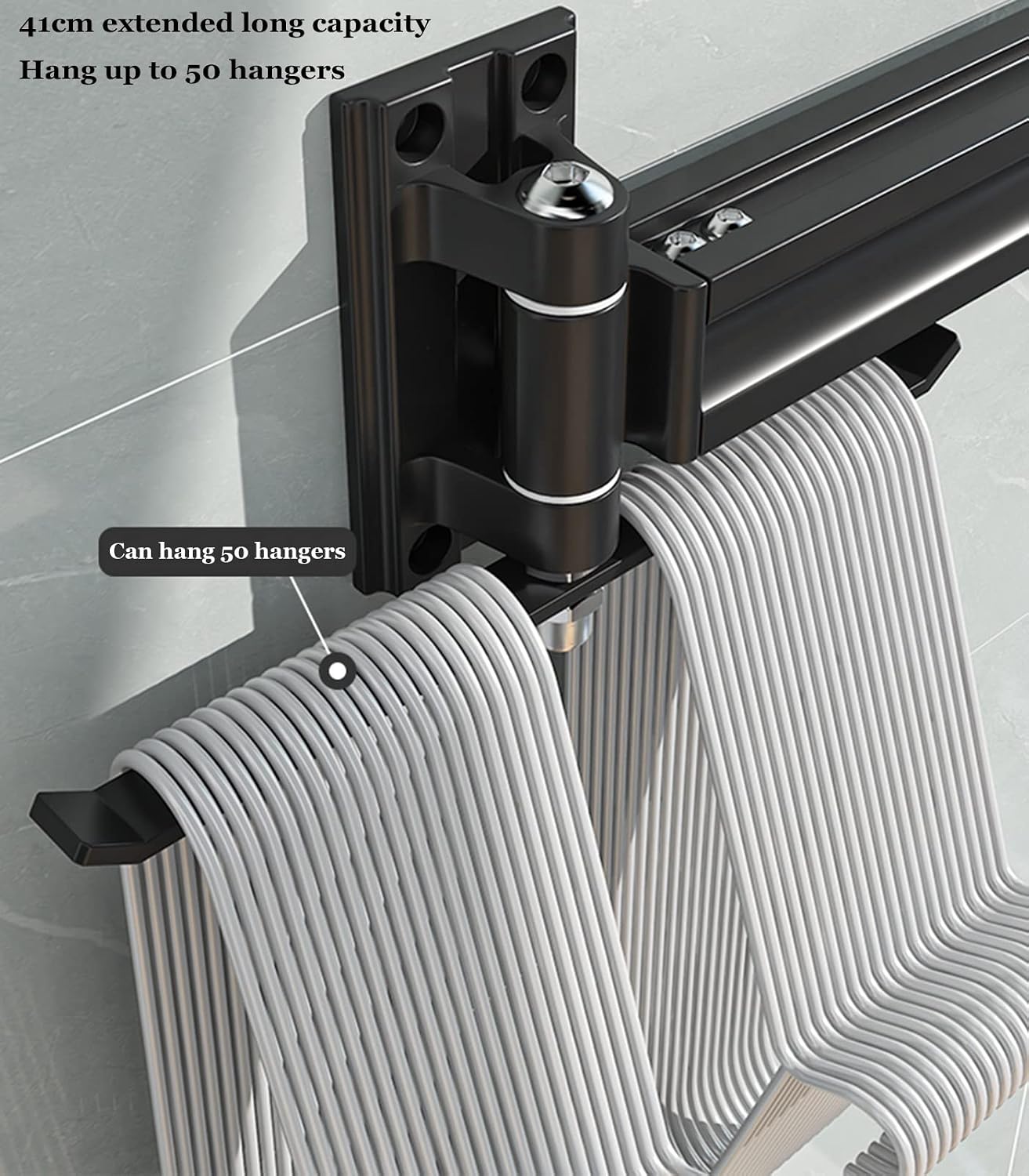 Retractable Wall-Mounted Clothes Drying Rack, Indoor Balcony Rod, Space-Saving Black 2-Section Drying Solution for Home Use, Perfect for Bay Windows and Small Spaces image 5