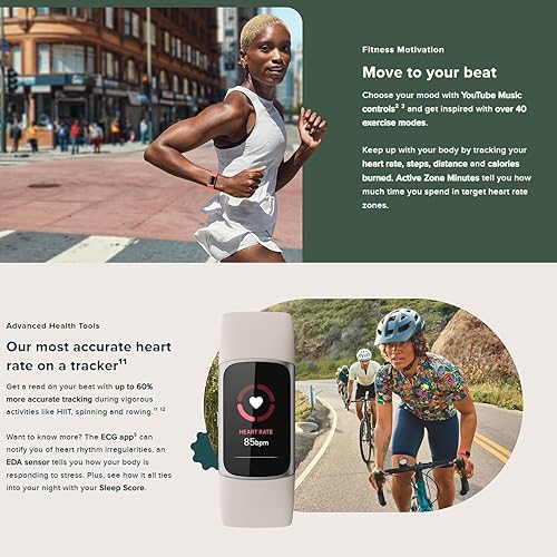 Miniatura 4 de Fitbit Charge 6 Fitness Tracker Watch con Google Apps (negro) Paquete con 3 correas de reloj cómodas de silicona PremGear 3, cable de carga de 3