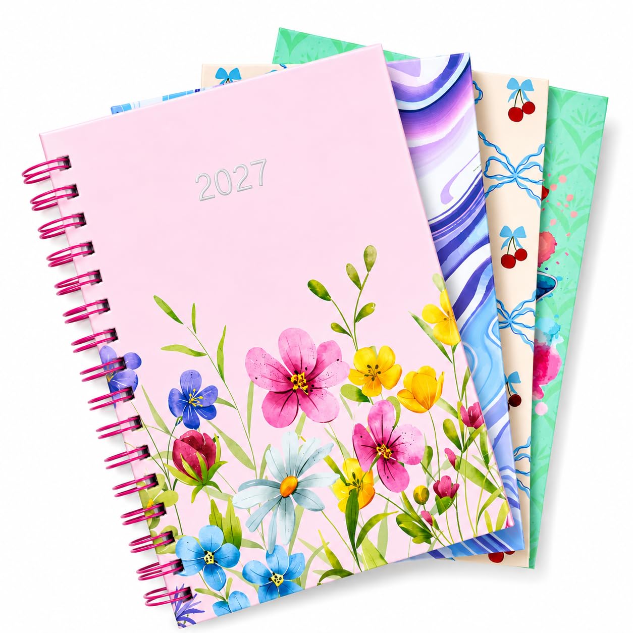 2027 Diary A5 Page a Day Hardback Spiral Bound Daily Planner (Flowers)