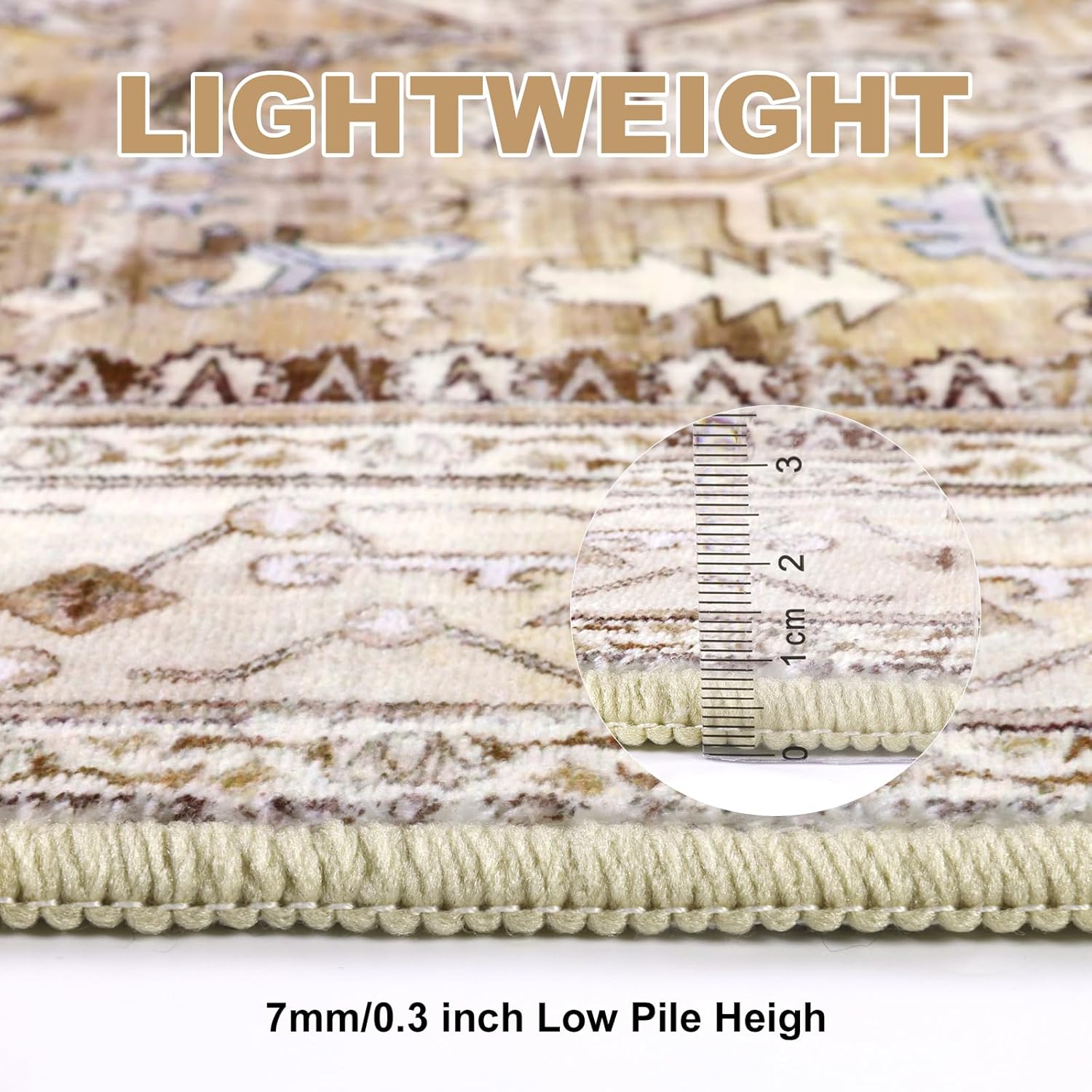 Yamaziot Washable Runner Rug, 2x8 Non-Slip Boho Vintage Hallway Rug Runner with Rubber Backing, Stain Resistant & Low Pile Faux Wool Distressed Carpet Runner for Bedroom, Kitchen, Laundry, Entrance