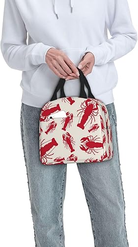 Miniatura 9 de Lonchera estampada con langosta roja, bolsas de almuerzo aisladas para mujeres y hombres, lonchera reutilizable para el trabajo, picnic o viajes