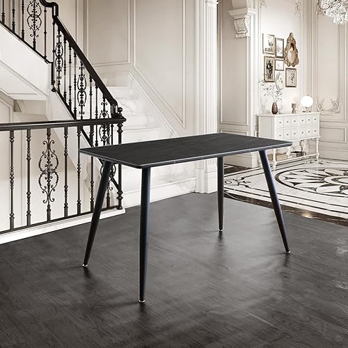 seonyou Mesa de comedor rectangular de mármol, mesa de comedor moderna de mediados de siglo de 47 pulgadas para espacios pequeños, mesa de comedor