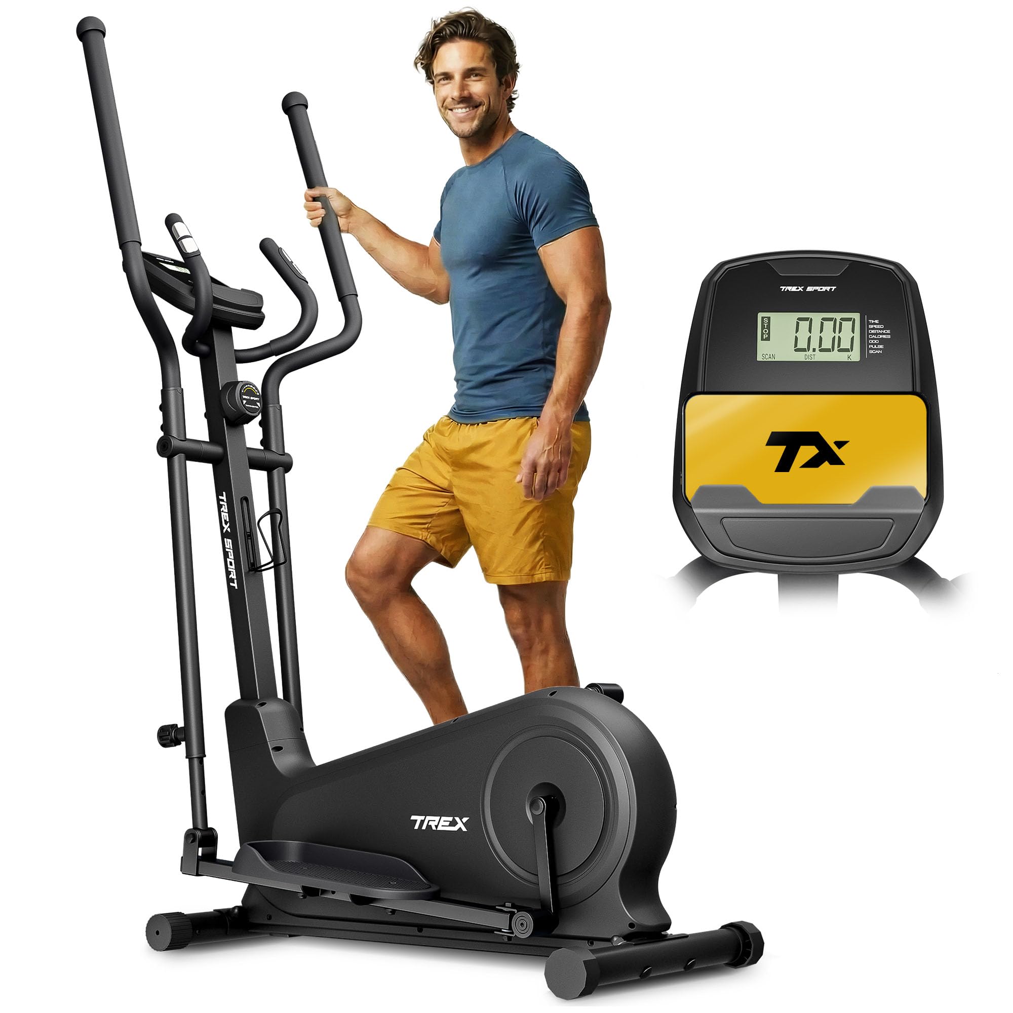 TREX SPORT Crosstrainer TX-500CT – Crosstrainer mit 16 Widerstandsstufen und 8 kg Schwungmasse