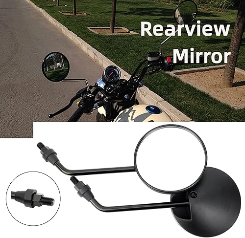 Miniatura 5 de Espejo retrovisor manillar lateral extremo 10mm3.94" espejos redondos aluminio para Honda Suzuki Yamaha Kawasaki para la mayoría de marcas de