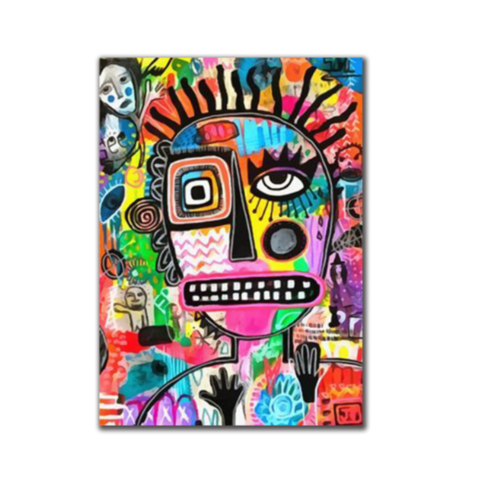 Amazon｜大きいサイズの現代抽象的な変な顔のキャンバスの絵画ポスター