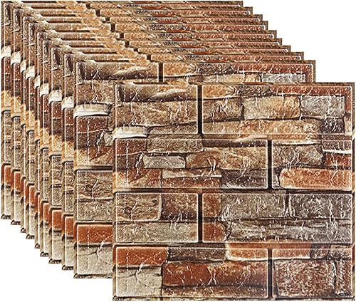 Miniatura 7 de LKXHarleya 10 paneles de pared de ladrillo sintético 3D de 0.543 x 0.465 x 0.118 in, papel tapiz de ladrillo de espuma XPE, autoadhesivo,