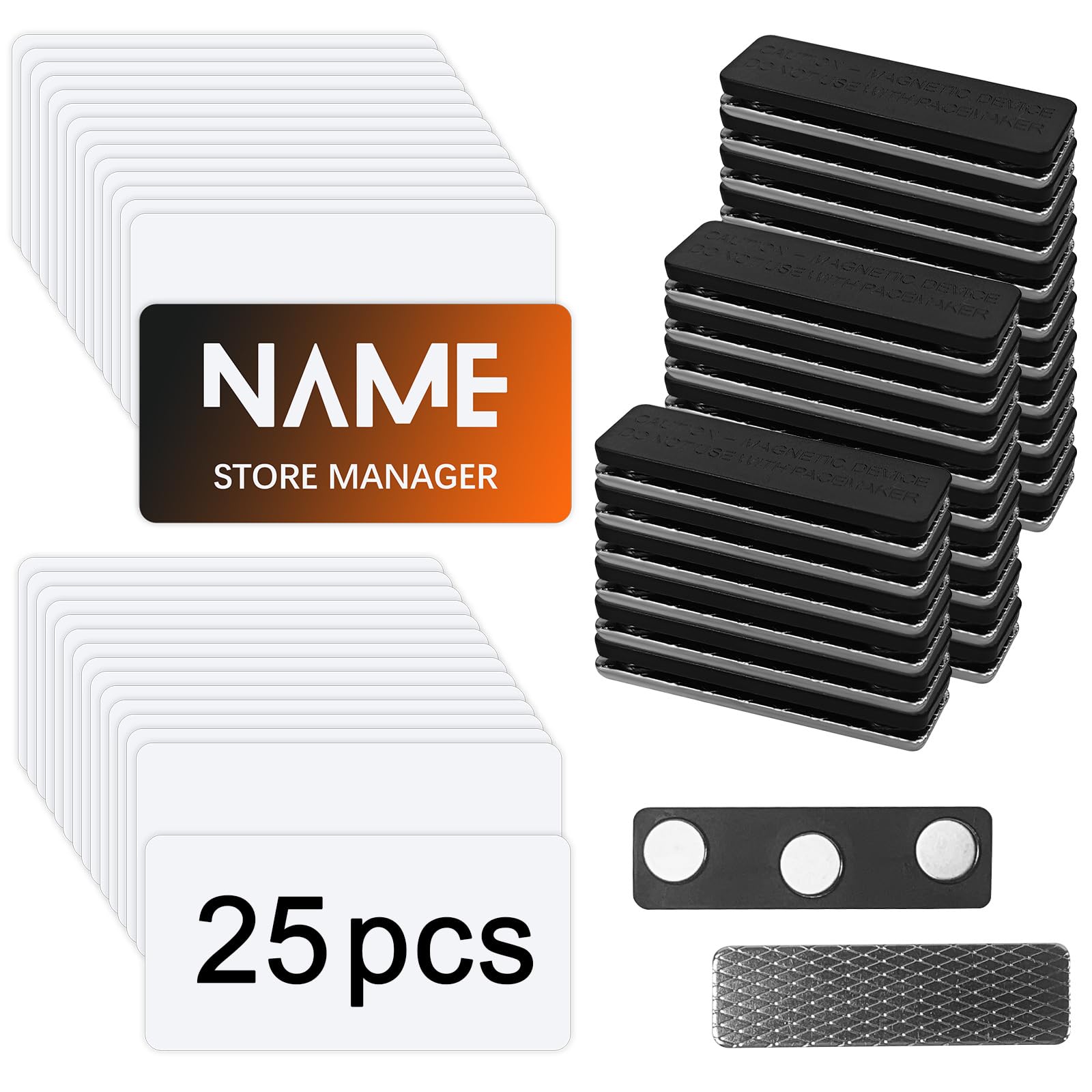 LIZOIDZSM 25 pcs sublimation name tags，1.5 x 3 Inch Metallic Aluminium sublimation name tag blank magnetic name tags，sublimation name badge blanks Reusable Name Tags
