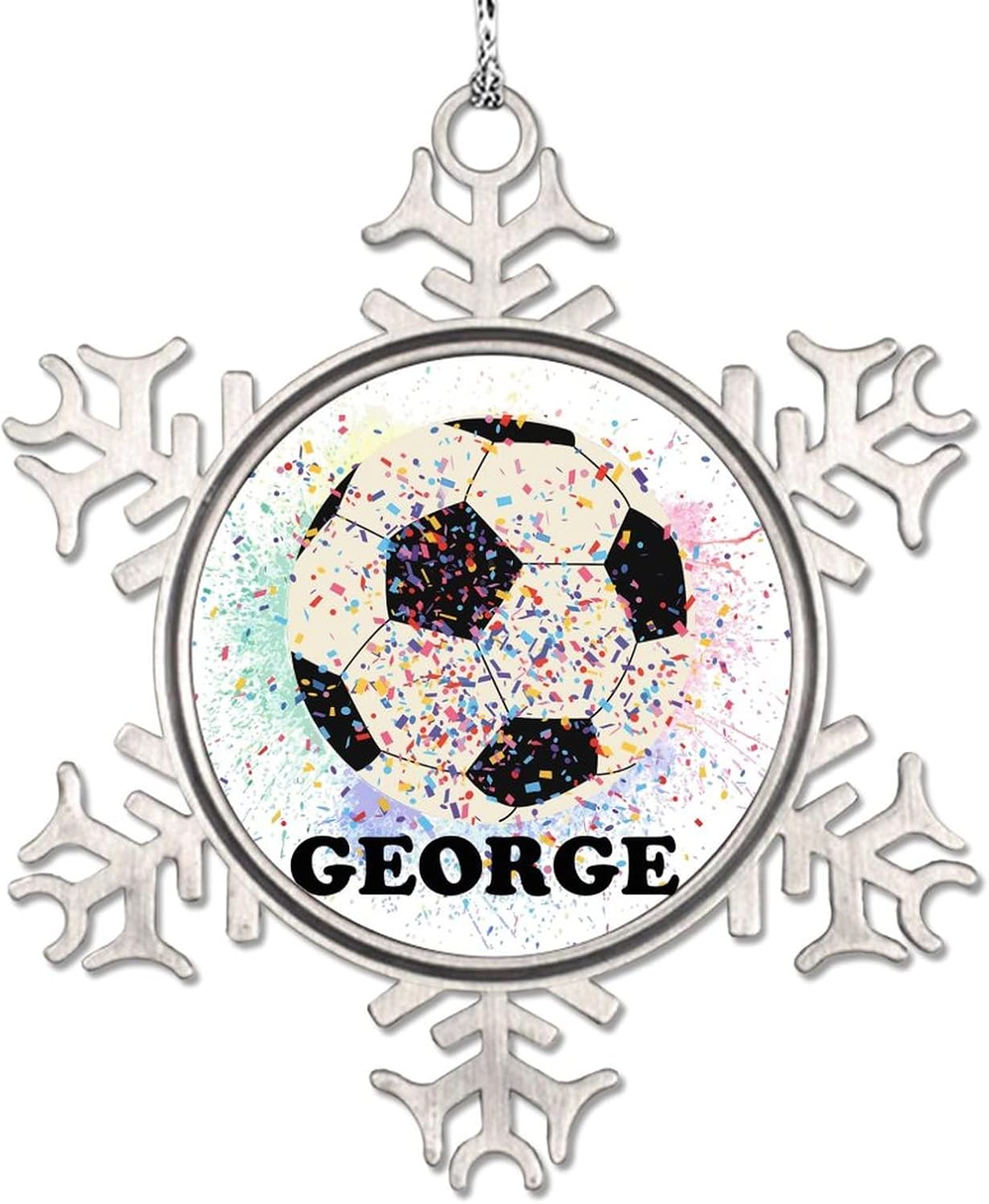 Snowflake Ornament Soccer Ornaments for Christmas Trees Realistic Sport Football Personalized Christmas Ornaments 2023 Funny Metal Souvenir Xmas Tree Hang Pendant Winter Exchange Gift