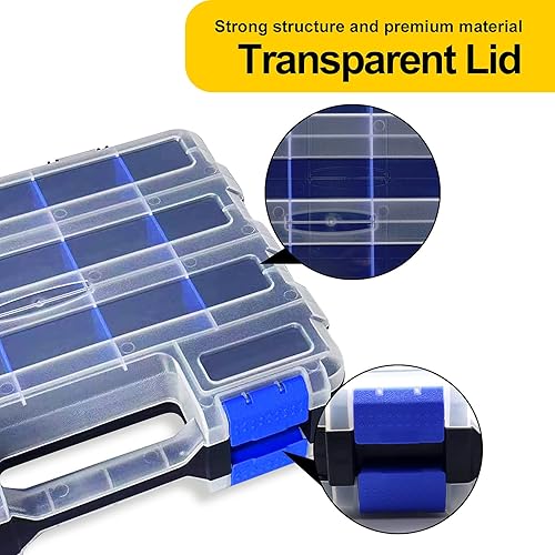 Miniatura 5 de TMYIOYC Caja organizadora de tornillos, organizador portátil de piezas pequeñas, 34 compartimentos, organizador de herramientas de doble cara con