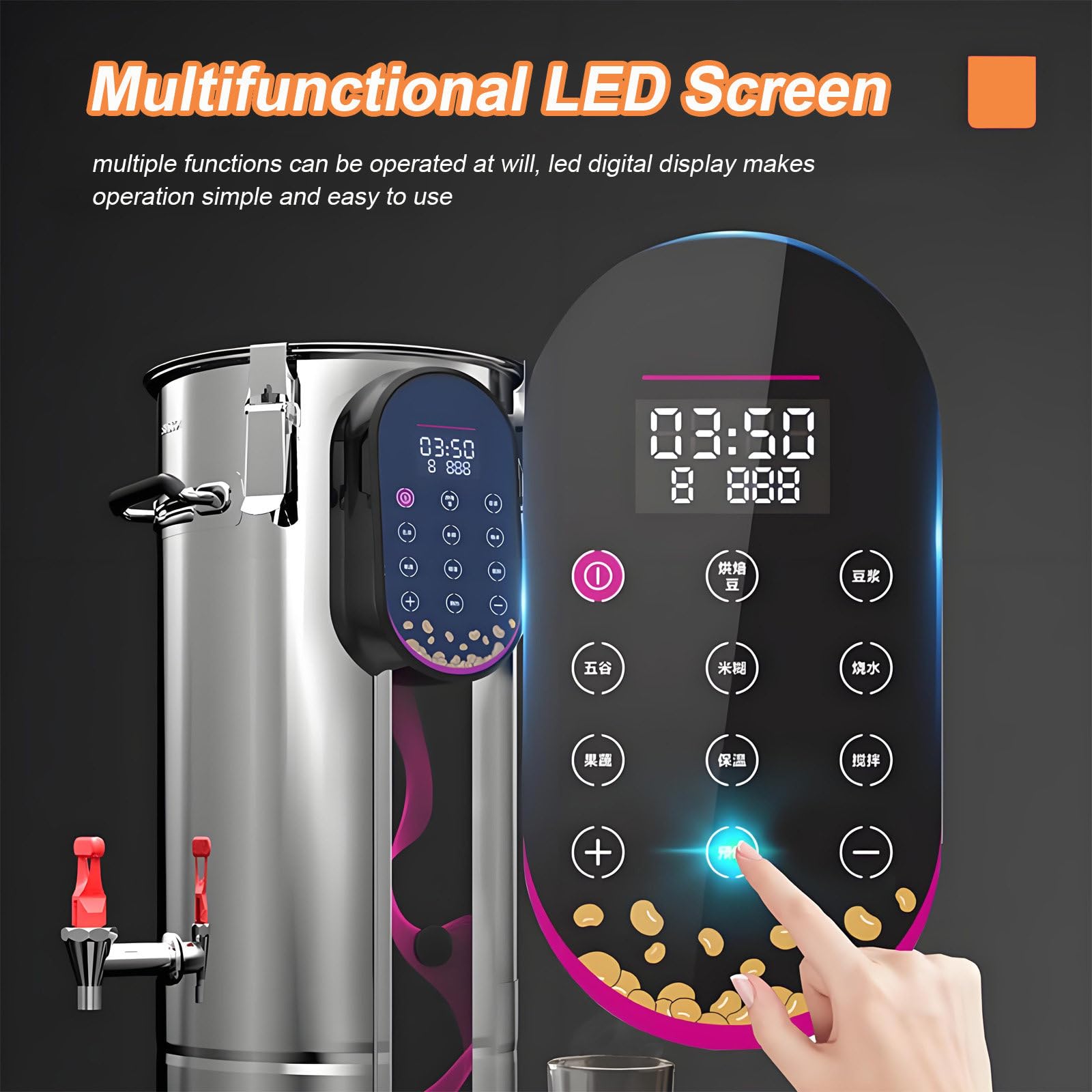 Máquina automática eléctrica para Leche de Soja Comercial, con Filtro extraíble y Temporizador de separación de residuos. Adecuada para cocinas y restaurantes. 40L