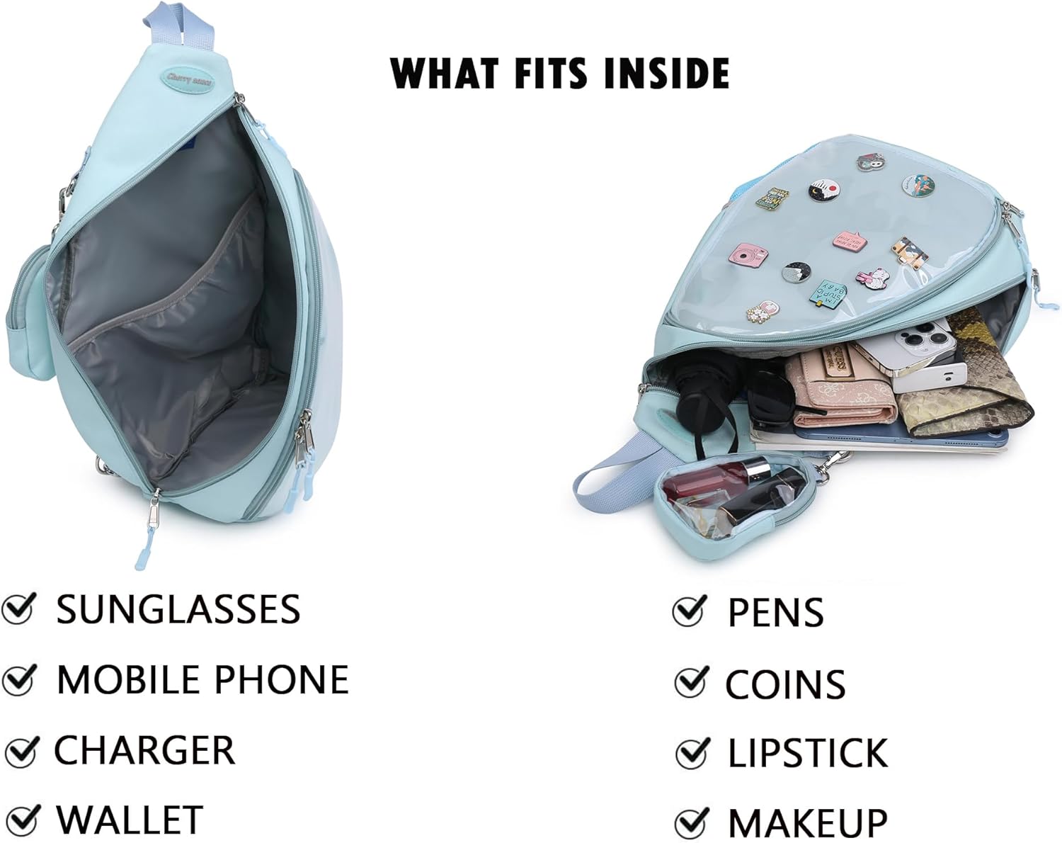 CHERRY SAUCE Oxford Ita Bag Kawaii Pin Display Chest Pack Single Shoulder Bag Sport Backpack Hiking Daypack - Image 5