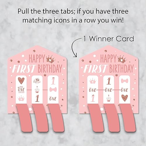 Miniatura 3 de Big Dot of Happiness Little Miss Onederful - Juego de 12 tarjetas de pepinillo para fiesta de primer cumpleaños de 1er cumpleaños, pestañas de