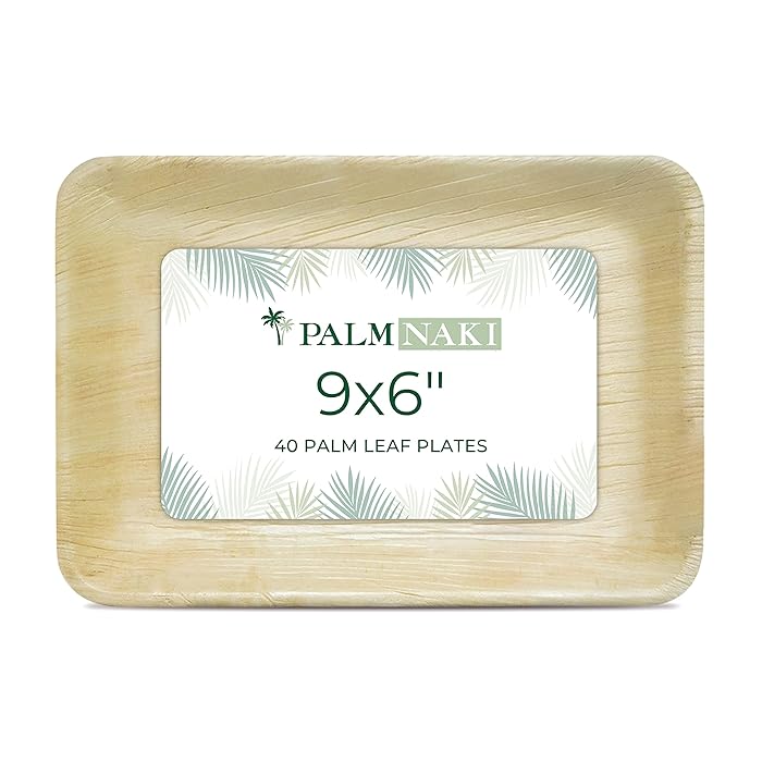 Buy Palm Naki Rectangle Palm Leaf Plates (40 Count) Disposable