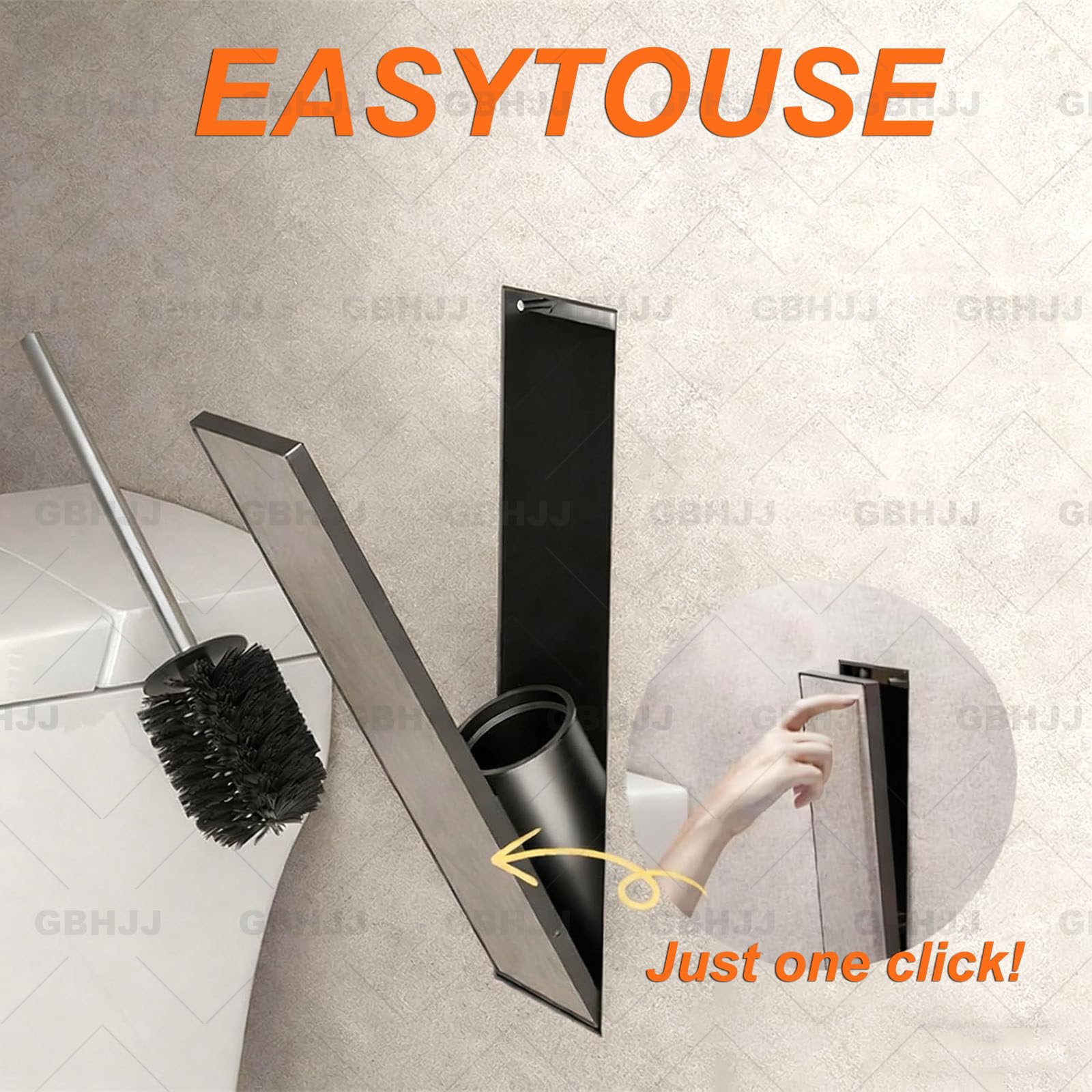 Portascopino da incasso con chiusura elastica, design salvaspazio per ristrutturazione bagno e hotel