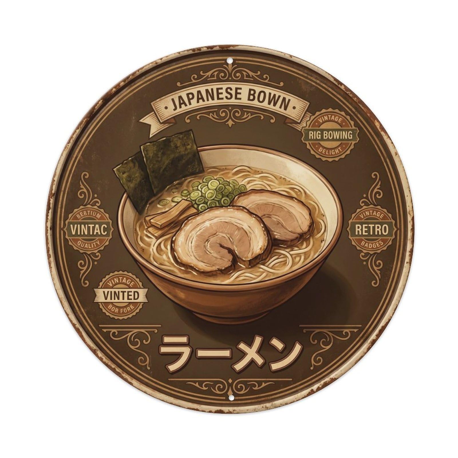 Cxhjca 8X8inch(20X20cm) Ramen Japanese Restaurant Kitchen Vintage Cafe Soup Metal Tin Sign