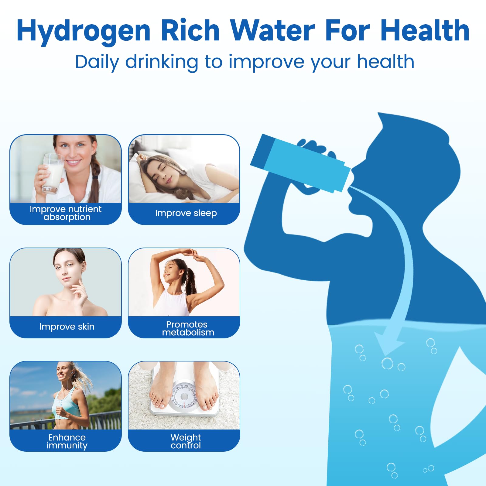 Generatore di bottiglie d'acqua idrogeno 3 in 1, macchina portatile per depuratore d'acqua da 450 ml, acqua Kangen, bottiglia d'acqua idrogenata, idroionizzatore per casa/ufficio/viaggi/bere tutti i