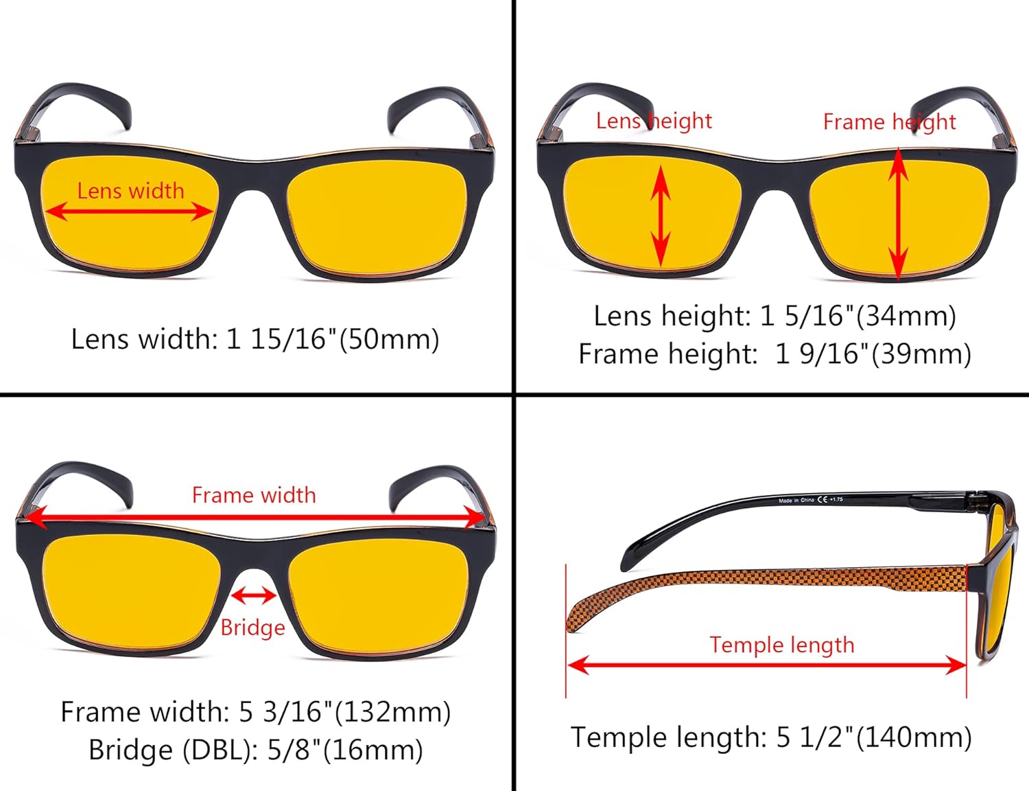 Eyekepper 4 Pack Computer Reading Glasses - Pattern Design Blue Light Blocking Readers for Women Men with Amber Tinted +1.50 - Image 4