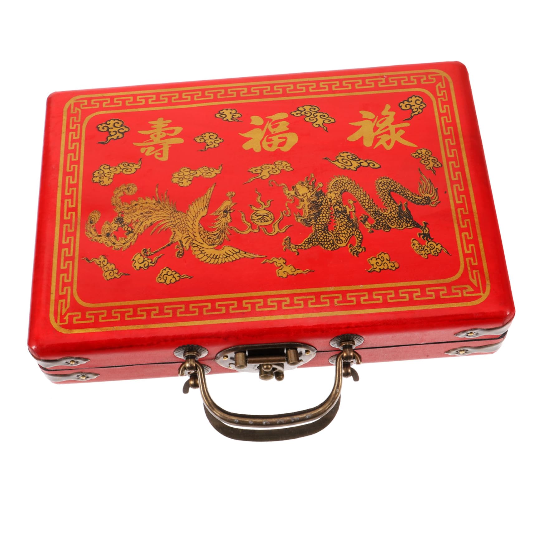 Boîte de rangement mahjong en bois vintage mallette rectangulaire