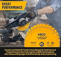 Vista 2 de Hojas de sierra ingletadora de 12 pulgadas, 2 hojas de sierra circular, corte transversal de 80 dientes y hoja de sierra ingletadora de uso general