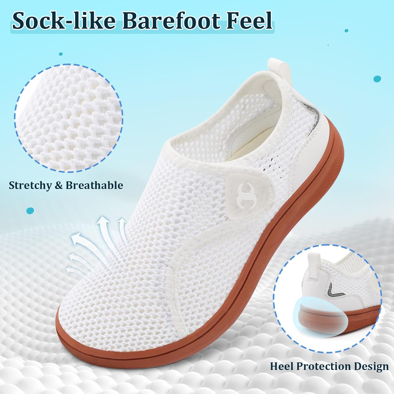 Scurtain Womens Water Shoes Comfortable Wide Barefoot Walking Shoes Quick-Dry Beach Pool Shoes Summer Breathable Casual Flat Sandals